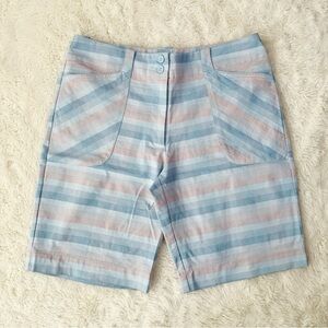 Nike Golf Women Blue Pink Stripe Plaid Nylon Shorts SZ 8/M Athletic Preppy